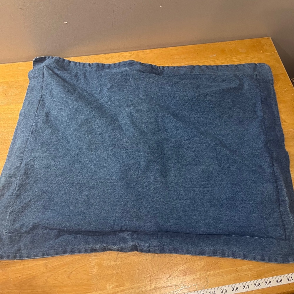 Vtg Crown Crafts Blue Denim Standard Pillow Sham 100% Cotton Made in USA